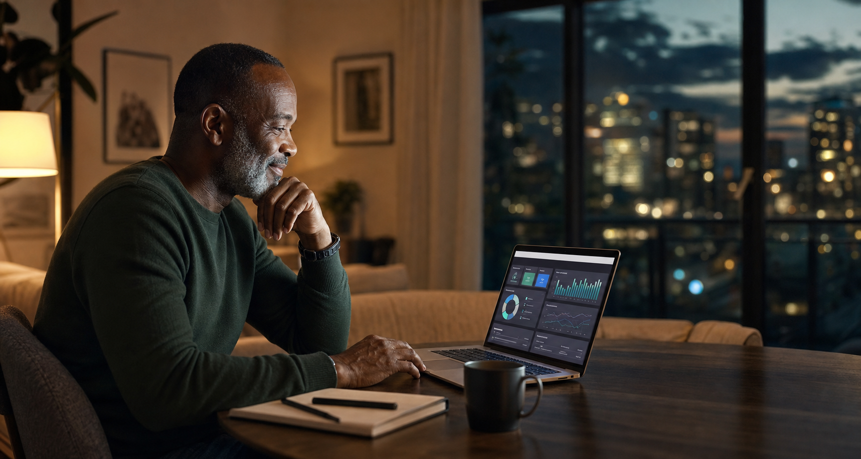 Remote property owner reviewing an owner portal from home